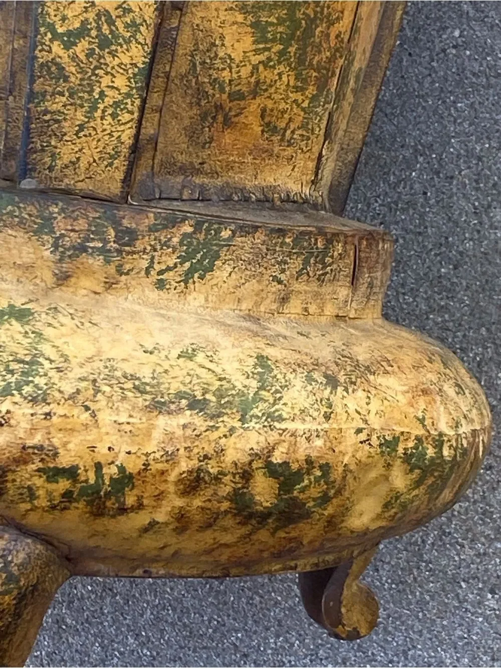 Distressed Yellow Decorative Floor Vase with Ring Accent